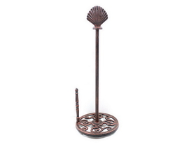 Handcrafted Model Ships K-1414C-RC Rustic Copper Cast Iron Seashell Paper Towel Holder 16"