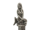 Handcrafted Model Ships K-1414D-silver-Toilet Antique Silver Cast Iron Mermaid Extra Toilet Paper Stand 16"