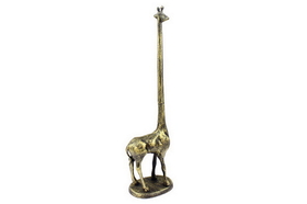 Handcrafted Model Ships K-1623-Gold Rustic Gold Cast Iron Giraffe Paper Towel Holder 19&quot;