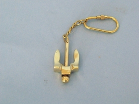 Handcrafted Model Ships K-230 Solid Brass Navy Stockless Anchor Key Chain 5"