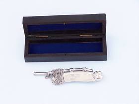Handcrafted Model Ships K-235CH Chrome Bosun Whistle 6" w/Rosewood Box