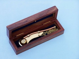 Handcrafted Model Ships K-236B Solid Brass/Copper Boatswain (Bosun) Whistle w Rosewood Box 5"