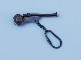 Handcrafted Model Ships K-237-Black Oil-Rubbed Bronze Whistle Key Chain 5"