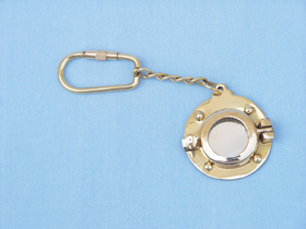 Handcrafted Model Ships K-239 Solid Brass Porthole Mirror Key Chain 5"