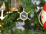Handcrafted Model Ships K-245-XMASS Brass Ship's Wheel Compass Christmas Tree Ornament