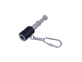 Handcrafted Model Ships K-250-CHL Chrome Spyglass with Leather Keychain 6"