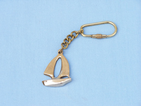 Handcrafted Model Ships K-269 Solid Brass Yacht Key Chain 5"