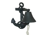 Handcrafted Model Ships K-4004-Black Rustic Black Cast Iron Wall Mounted Anchor Bell 8"
