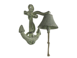 Handcrafted Model Ships K-4004-white Rustic Whitewashed Cast Iron Wall Mounted Anchor Bell 8