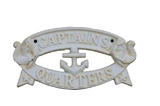 Handcrafted Model Ships K-49005-AW Antique White Cast Iron Captains Quarters Sign 8"