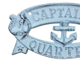 Handcrafted Model Ships K-49005-dark-blue Rustic Dark Blue Whitewashed Cast Iron Captains Quarters Sign 8
