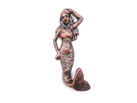 Handcrafted Model Ships K-516-RC Rustic Copper Cast Iron Mermaid Hook 6&quot;