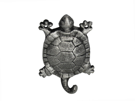 Handcrafted Model Ships K-528-silver Rustic Silver Cast Iron Turtle Hook 6&quot;
