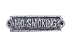 Handcrafted Model Ships K-5601-silver Antique Silver Cast Iron No Smoking Sign 6"