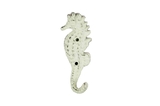 Handcrafted Model Ships K-575-W Whitewashed Cast Iron Seahorse Hook 5"