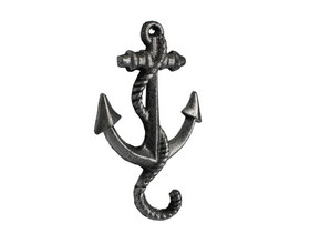 Handcrafted Model Ships K-652-silver Rustic Silver Cast Iron Anchor Hook 5&quot;