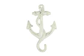 Handcrafted Model Ships K-652-W Whitewashed Cast Iron Anchor Hook 5"