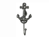 Handcrafted Model Ships K-665-silver Rustic Silver Cast Iron Anchor Hook 7"