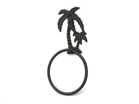 Handcrafted Model Ships K-9009-cast-iron Cast Iron Palm Tree Towel Holder 9"