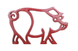 Handcrafted Model Ships K-9012-L-Red Rustic Red Cast Iron Pig Shaped Trivet 8