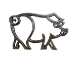 Handcrafted Model Ships K-9012-L-Silver Rustic Silver Cast Iron Pig Shaped Trivet 8