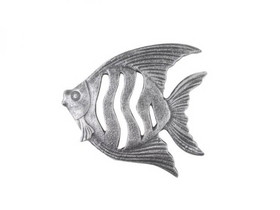 Handcrafted Model Ships K-9034A-silver Rustic Silver Cast Iron Angel Fish Kitchen Trivet 7"
