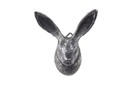 Handcrafted Model Ships K-9037A-Silver Rustic Silver Cast Iron Decorative Rabbit Hook 5"