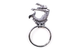 Handcrafted Model Ships K-9046-MER-Silver Rustic Silver Cast Iron Arching Mermaid Towel Holder 9