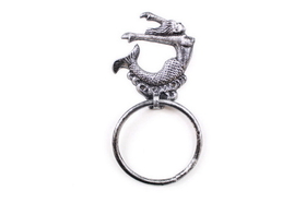 Handcrafted Model Ships K-9046-MER-Silver Rustic Silver Cast Iron Arching Mermaid Towel Holder 9"