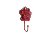 Handcrafted Model Ships K-9048-L-ww-red Red Whitewashed Cast Iron Decorative Rose Hook 7