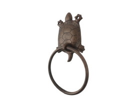 Handcrafted Model Ships K-9048-T-rc Rustic Copper Cast Iron Decorative Turtle Towel Holder 8"