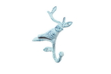 Handcrafted Model Ships K-9050-Dark-Blue Rustic Dark Blue Whitewashed Cast Iron Decorative Bird Hook 6"