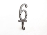 Handcrafted Model Ships K-9055-6-Cast-Iron Cast Iron Number 6 Wall Hook 6