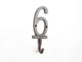 Handcrafted Model Ships K-9055-6-Cast-Iron Cast Iron Number 6 Wall Hook 6"