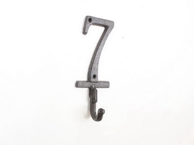 Handcrafted Model Ships K-9055-7-Cast-Iron Cast Iron Number 7 Wall Hook 6"