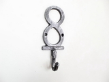 Handcrafted Model Ships K-9055-8-Silver Rustic Silver Cast Iron Number 8 Wall Hook 6