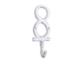 Handcrafted Model Ships K-9055-8-W Whitewashed Cast Iron Number 8 Wall Hook 6