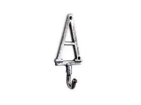 Handcrafted Model Ships K-9056-A-Silver Rustic Silver Cast Iron Letter A Alphabet Wall Hook 6"