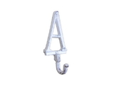 Handcrafted Model Ships K-9056-A-W Whitewashed Cast Iron Letter A Alphabet Wall Hook 6