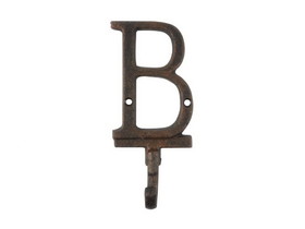 Handcrafted Model Ships K-9056-B-rc Rustic Copper Cast Iron Letter B Alphabet Wall Hook 6"