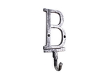 Handcrafted Model Ships K-9056-B-Silver Rustic Silver Cast Iron Letter B Alphabet Wall Hook 6