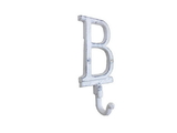 Handcrafted Model Ships K-9056-B-W Whitewashed Cast Iron Letter B Alphabet Wall Hook 6