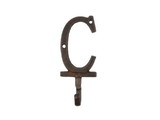 Handcrafted Model Ships K-9056-C-rc Rustic Copper Cast Iron Letter C Alphabet Wall Hook 6