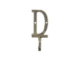 Handcrafted Model Ships K-9056-D-gold Rustic Gold Cast Iron Letter D Alphabet Wall Hook 6