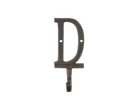 Handcrafted Model Ships K-9056-D-rc Rustic Copper Cast Iron Letter D Alphabet Wall Hook 6"