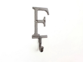 Handcrafted Model Ships K-9056-F-Cast-Iron Cast Iron Letter F Alphabet Wall Hook 6"