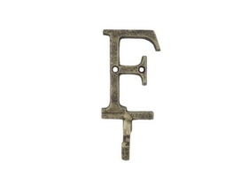 Handcrafted Model Ships K-9056-F-gold Rustic Gold Cast Iron Letter F Alphabet Wall Hook 6"
