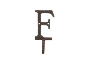 Handcrafted Model Ships K-9056-F-rc Rustic Copper Cast Iron Letter F Alphabet Wall Hook 6"
