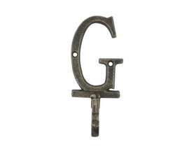Handcrafted Model Ships K-9056-G-gold Rustic Gold Cast Iron Letter G Alphabet Wall Hook 6"