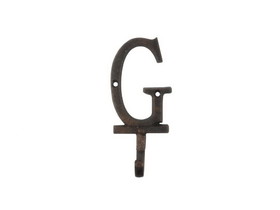 Handcrafted Model Ships K-9056-G-rc Rustic Copper Cast Iron Letter G Alphabet Wall Hook 6"